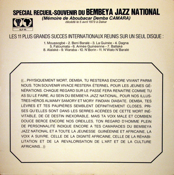 special recueil-souvenir du bembeya jazz national (mémoire de aboubacar demba camara)