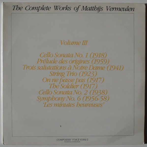 the complete works of matthijs vermeulen - volume iii