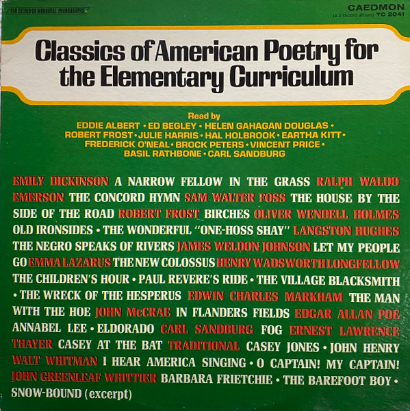 classics of american poetry for the elementary curriculum